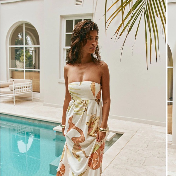 Sabo Skirt Strapless Dress in Cream and Gold - Picture 3 of 7